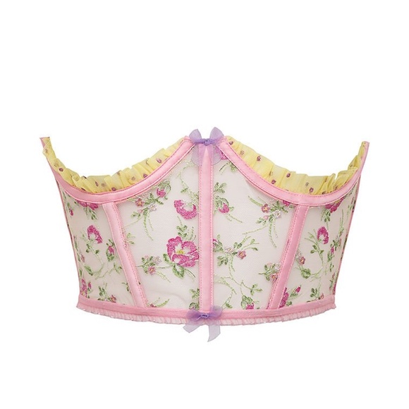 For Love And Lemons Camila Corset Top Pink Floral Medium NEW - Picture 4 of 9